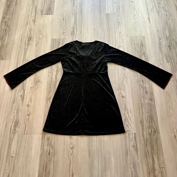Vintage Y2K Tripp nyc crushed velvet dolly dress in black sz L bell sleeves NWT - Picture 6 of 16